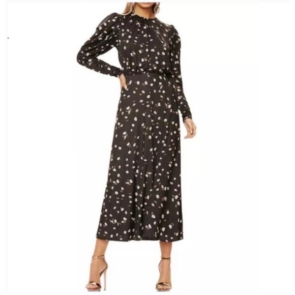 New w/ tags AFRM Zane Noir Spring Floral Open Back Midi Dress Medium $148 Retail - Picture 2 of 8